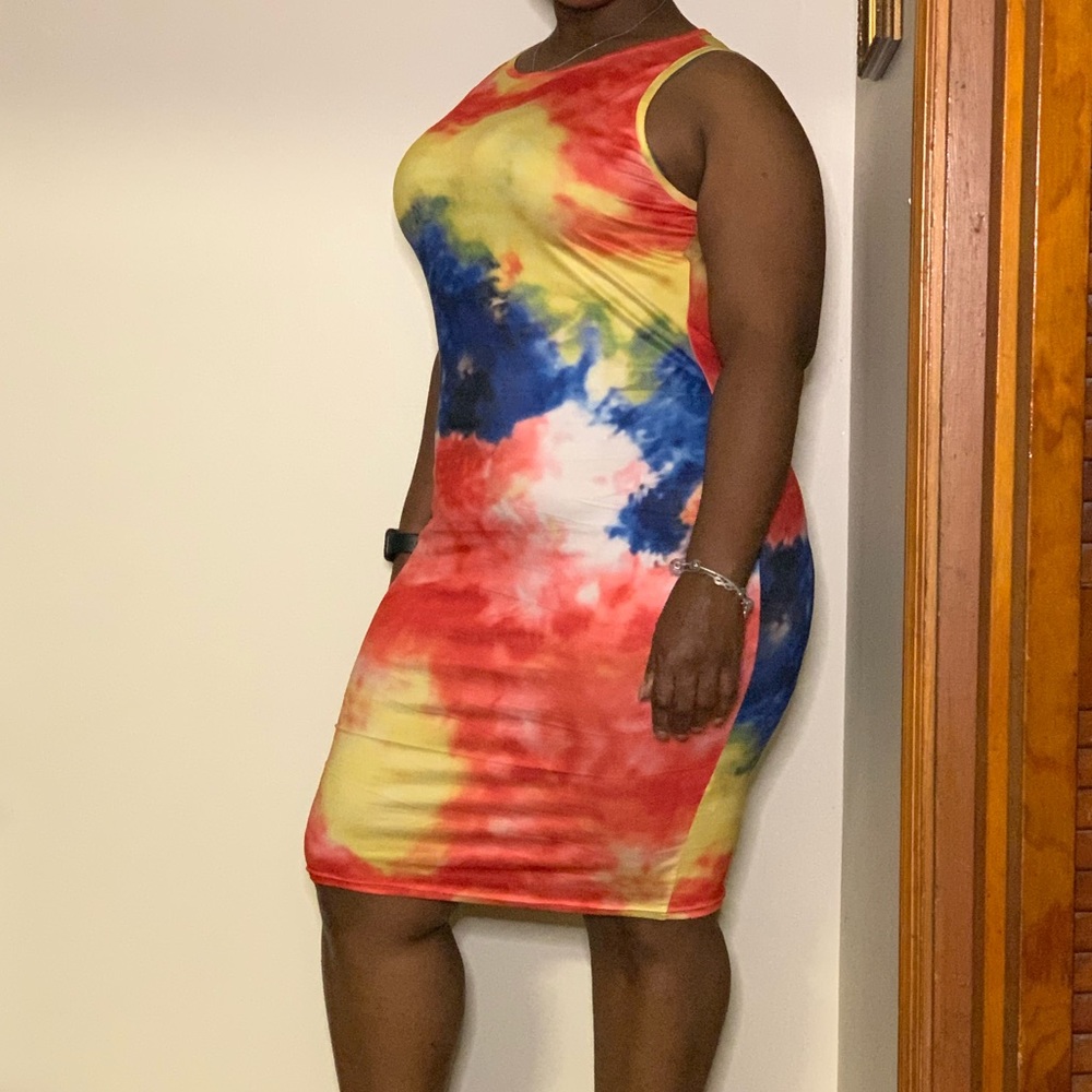 Raced Back Tie Die Bodycon Dress